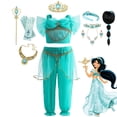 thumbnail image 2 of Disney Girls Princess Jasmine vestido de fiesta para niños disfraz Cosplay Aladdin Agic lámpara Top + Pantalones cumpleaños Halloween ropa Set5-6T (etiqueta 130) Gao Jinjia LED, 2 of 2