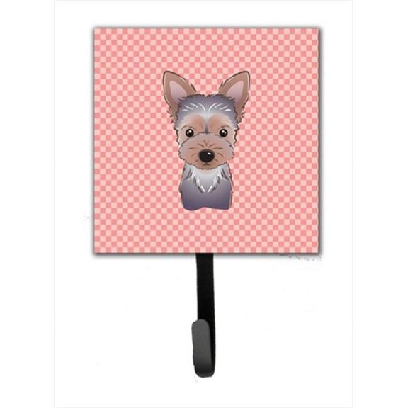 Carolines Treasures Checkerboard Pink Yorkie Puppy Leash or Key Holder 7Hx4.25W multicolor