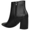 thumbnail image 3 of Delicious Women Ankle Boots Side Zipper Zip-Up Booties Block Heel Pointed Toe Hillary-H Black PU 7, 3 of 3
