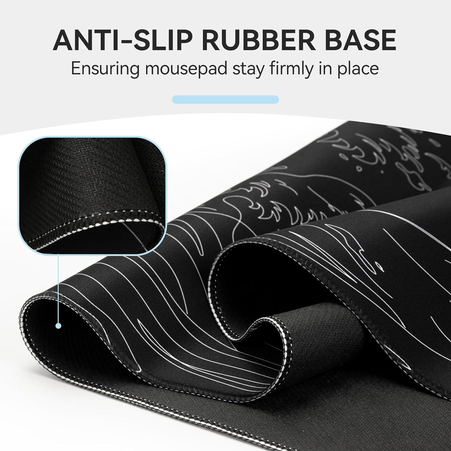 Mouse Pad, Sea Wave Gaming Mouse Pad, Non-Slip Mousepad, Extended Mouse Pad Gaming, Large Mouse Pad for Desk, Desk Pad for Laptop, Desk Mat for Office and Home (35.4'''' x 15.7'''')