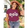thumbnail image 7 of XCHQRTI Daisy T Shirts Women Plus Size Graphic Tshirts Casual Short Sleeve Oversized Tee, 7 of 7
