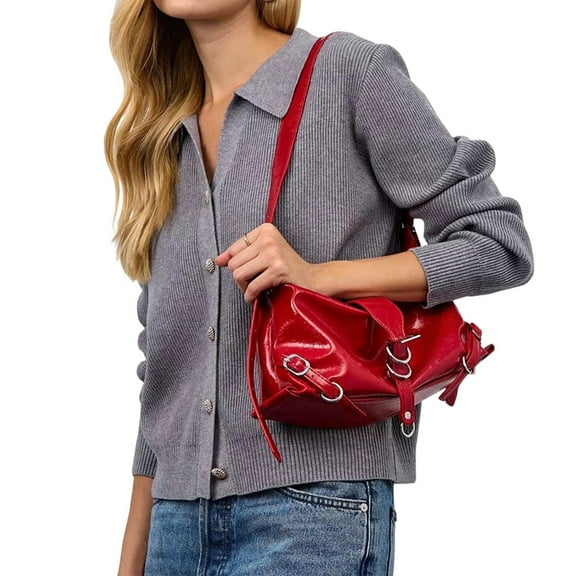 Women Lapel Collar Sweater Button Up Open Front Fall Knit Jackets Cute Long Sleeve Button Down Cardigan Gray S