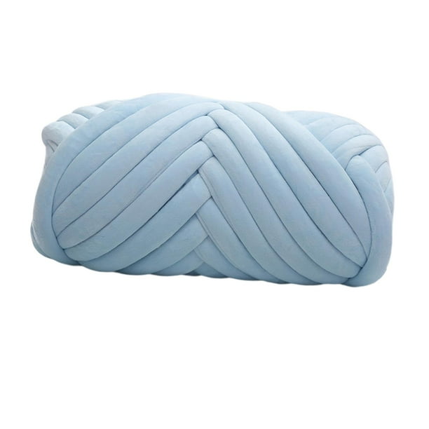 Hilo grueso de de 1kg para tejer alfombra, hilo Tubular Jumbo suave y cómodo, hilo de peso para tapiz, , bufanda, tejido de cojín Azul claro Hugo Hilo grueso de terciopelo