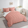 thumbnail image 3 of Homewish Modern Geometric Checkered 7pcs Bedding Comforter Set,Vintage Aesthetic Queen Bedding Sets,Red White Brown Queen Sheet Sets For Girls Boys,Microfiber Bedroom Decor Reversible, 3 of 8