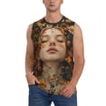 thumbnail image 2 of Lsque Whimsical Flower Crown Maiden Print Men's Cotton Blend Sleeveless Muscle Shirts (S-3XL)- Moisture Wicking, Odor Protection, UPF 30+,XX-Large, 2 of 8