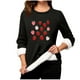 thumbnail image 2 of Heisall Womens Base Layer Shirts Autumn Winter Floral Print Round Neck Long Sleeve Thickened Fleece Teddy Shearling Warm Fitted Thermal Tops for Daily Cold Weather Wear, 2 of 3