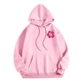 thumbnail image 4 of Blouses for Women Dressy Casual Long Sleeve Winter Loose Fit Hooded Mitten Cold Shoulder Drawstring Floral Leisure Sweatshirt Letters Loose Fit Hooded Sweatshirts Long Sleeves Pockets Pullovers, 4 of 6