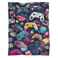 thumbnail image 5 of Gamepad Flannel Blanket Video Game Controller Decor Throw Blanket, Gamer Theme Bed Throws for Kids Boys Teens Cozy Luxury Bed Blankets for Couch Sofa,Bedroom,40"x50", 5 of 5
