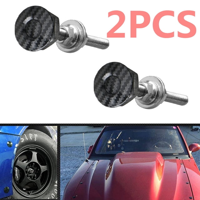 2PCS Carbon Fiber Style Quick Release Latch Push Button Bumper Hood Bonnet