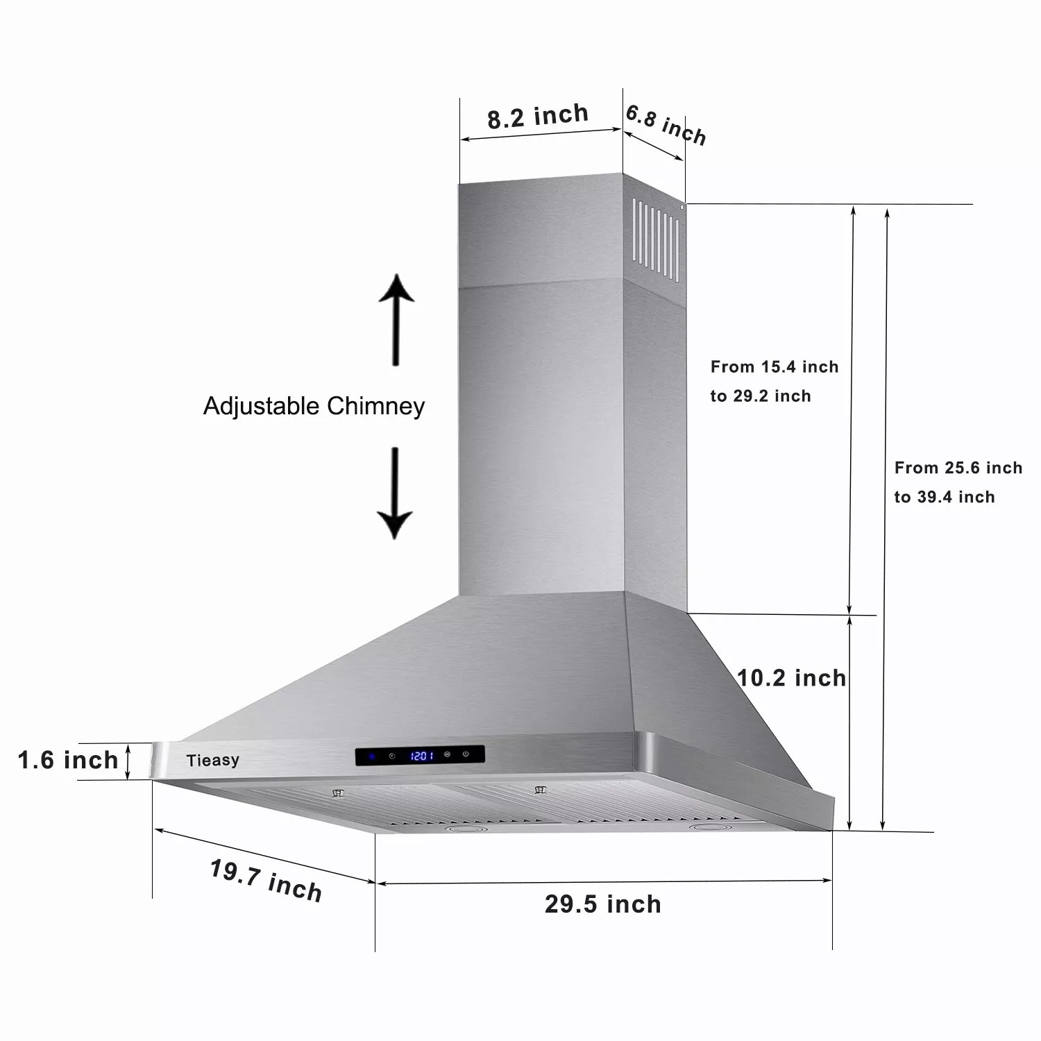 Joeaonz 30-Inch Chimney Hood with Steel Ventilation, LED Lighting, 700 CFM