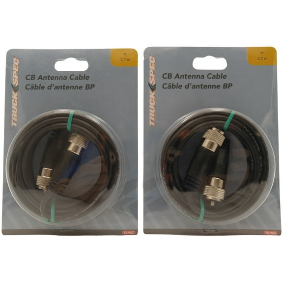 Lot of 2 Truckspec TS-9CC 9' RG-58 CB Antenna Coax Cables with PL-259 Connectors