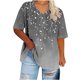 thumbnail image 4 of Camisetas Casuales de las Mujeres Más Tamaño V-Cuello Impresión Manga Corta Color Sólido Base de Verano Superior, Ligero para Diario, 4 of 9
