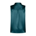 thumbnail image 6 of Satin Sleeveless Button Down Blouse Shirt Top for Women Business Casual Office Work Elegant Formal Attire Summer Fashion | CSEONE,Dark Blue XL, 6 of 8