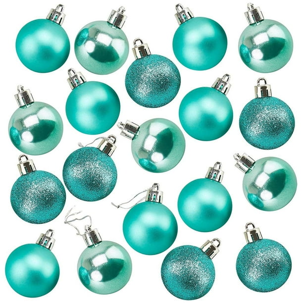 Juvale 48Pack Mini Christmas Tree Ornaments Teal Shatterproof Small