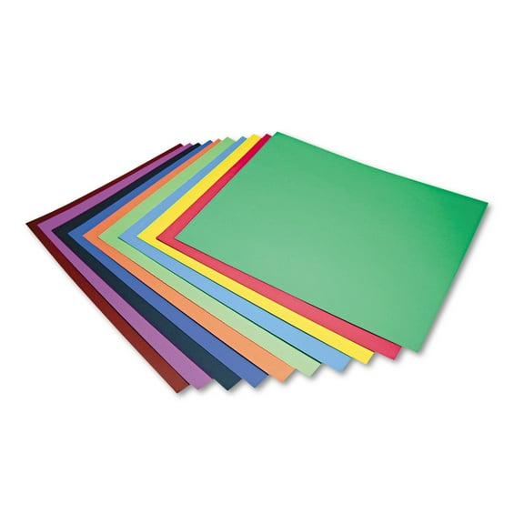 Pacon 4-Ply Railroad Board, 10 Assorted Colors, 22" x 28", 100 Sheets