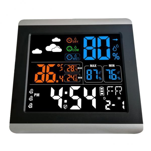 2x Reloj despertador meteorológico digital en color con higrómetro de temperatura