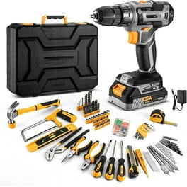 0.37 in. Drill 0.25 in. Grey Black Impact Driver Set with Combo Kit with Light 5 Piece Walmart