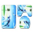 thumbnail image 1 of Juego de alfombrillas para baño con diseño de delfín y océano en 3D, antideslizantes, 1 of 6