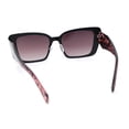 thumbnail image 4 of Womens Contemporary Mod Design Metal Rim Rectangle Cat Eye Sunglasses Black Burgundy Tortoise, 4 of 4