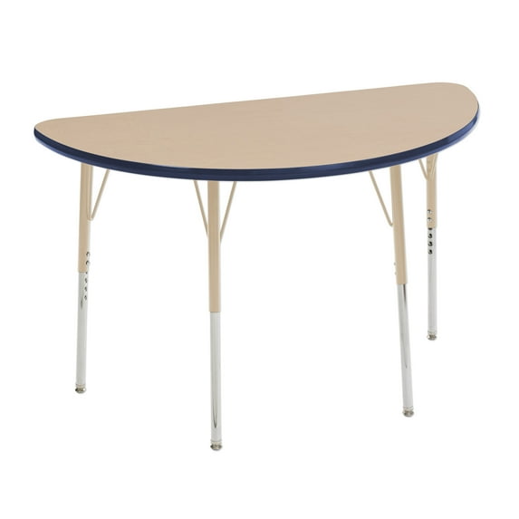 24in x 48in Half Round Premium Thermo-Fused Adjustable Activity Table Maple/Navy/Sand - Toddler Swivel