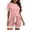 Pink, variant on SuDongPo Pajama Set for Women Color Block 2 Piece Soft Lounge Sets Round Neck Short Sleeve Tops and Drawstring Shorts Sleepwear