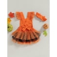 thumbnail image 4 of Wassery Infant Baby Girls Halloween Romper Pumpkin Print Sleeveless Sequin Mesh Ruffle Jumpsuits Headband 3 6 12 18 24 Months Newborn Spring Autumn Onesie Bodysuits, 4 of 8