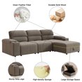 thumbnail image 2 of Kosynda 105"W Modular Sectional Sofa with Down Feather Filled and Adjustable Backrest, L-shaped Sectional Couch with Storage Ottoman and Cup Holders for Living Room, Brown, 2 of 15