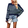 thumbnail image 3 of Women'S Sweater Fall Crew Neck Batwing Sleeve Pullover Sweaters Blue-Green M, 3 of 7