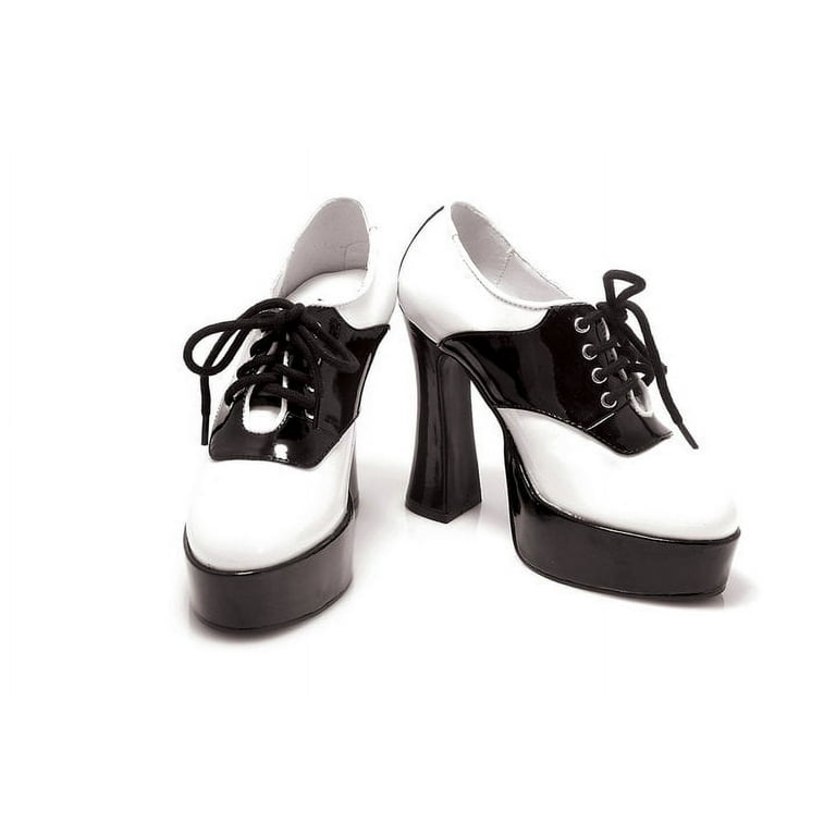 Ellie Shoes E-557-Saddle 5 Chunky Heel Saddle Shoe Black