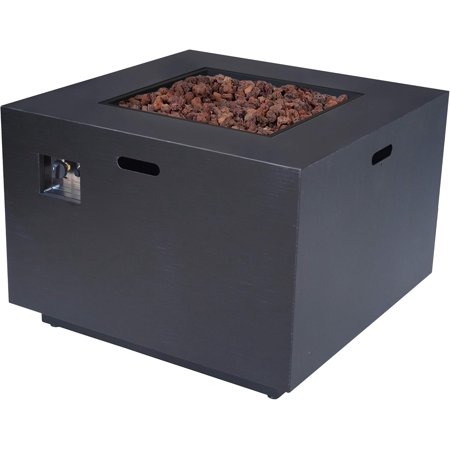 WUXOFU Wellington Outdoor Iron 33" Square Fire Pit - 50,000 BTU, Dark Grey