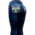thumbnail image 4 of H&Y Women's 70s Trendy Sexy Rhinestone Studded Flare Fitted High Waist Bell Bottom Denim Jeans, 4 of 5