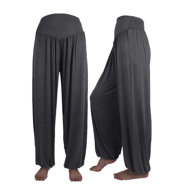 pantalones de baile deportivos de yoga suaves de algodón casual sueltos elásticos para mujer gris oscuro / 2xl