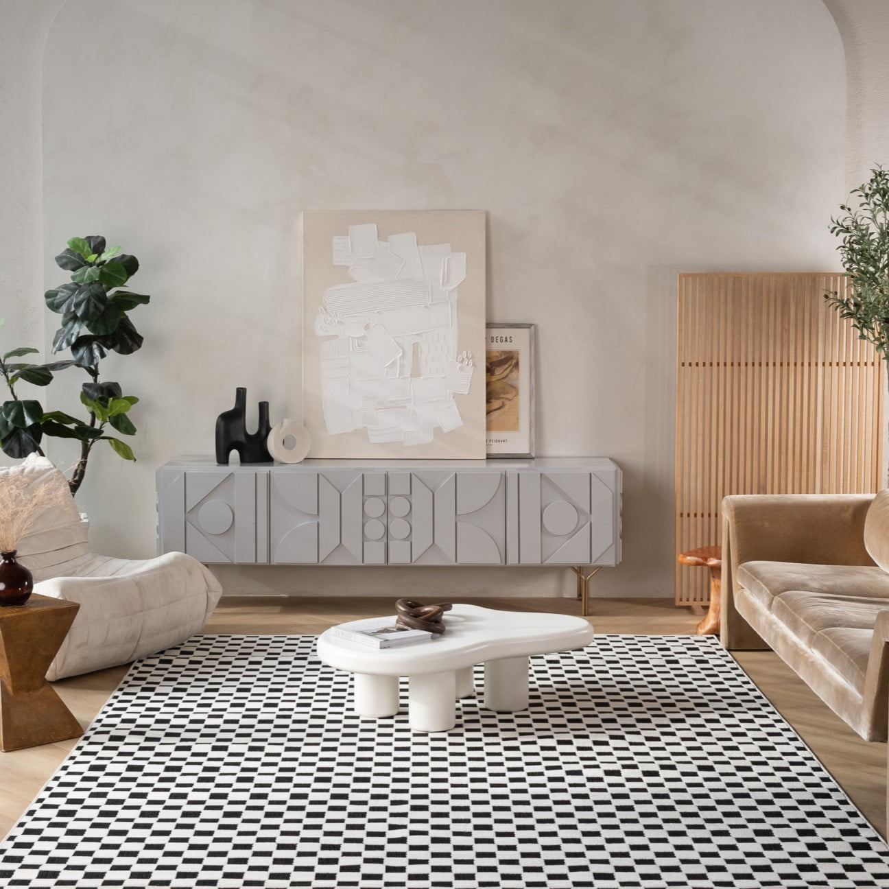 Rug Branch Maise Checkered Indoor Outdoor Area Rug, Black White, Modern - Entryway, Hallway, Bathroom, and Kitchen