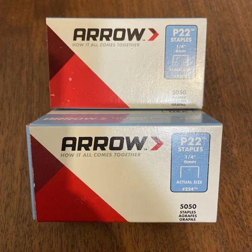 2 Boxes Of 5050 Arrow Staples 1/4" 6Mm Plier Type P-22 Stapler Office 24 Ga