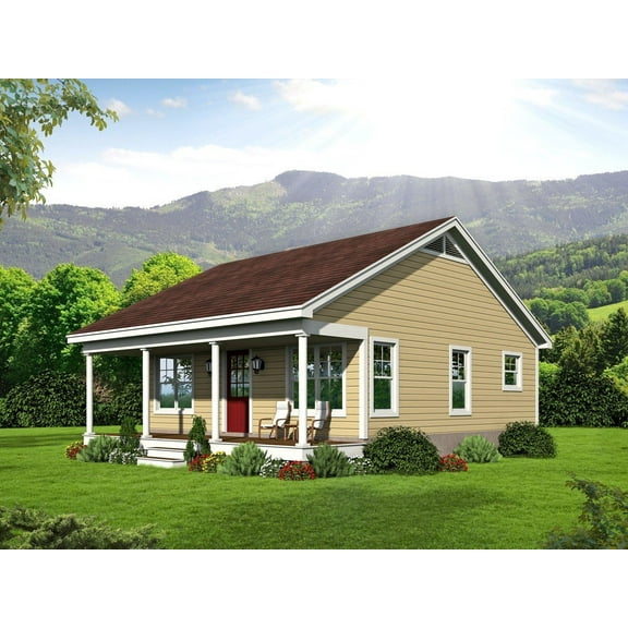 763-676: Small & affordable Traditional 0 Bed, 1 Bath Luxury Home Plan, 676 Sq Ft: Full Blueprints with License to Build by Home Plan Marketplace - Lesuto