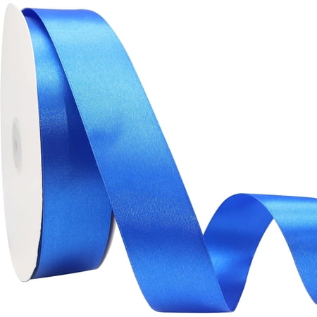 1 inch Wide 100 Yards Double Face Royal Blue Satin Ribbon Fabric Ribbon for Gift Wrapping Very Suitable for Weddings Decoration Bouquet Balloons Arts Craft Sewing Hair Bow Invitation