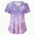 thumbnail image 4 of Towmus Womens Christmas Scrub Tops Cute Print V Neck Short Sleeve Shirts Nurse Uniforms Graphic Blouses with Pockets S-3XL, 4 of 5