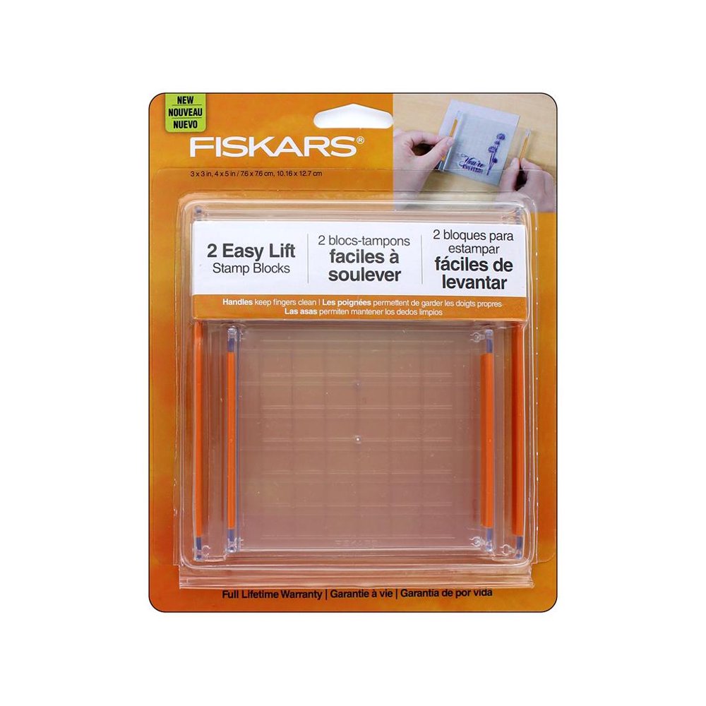 Fiskars Stamp Block Easy Lift Set 3x3 & 4x5 2pc