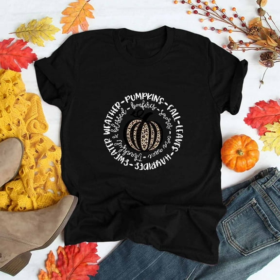 AOOCHASLIY Thanksgiving Day Women Tops Women's Casual Thanksgiving Print Pullover Short Sleeve T-Shirt Tops Shirt