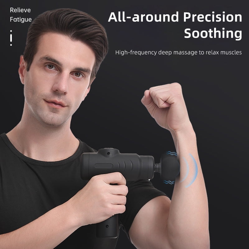 Professional Brushless Motor Fascia Gun 12 Speed Levels USB Rechargeable Deep Tissue Massage Gun for Full Body Muscle Relaxation