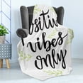 thumbnail image 4 of Positive Energy Soft Flannel Fleece Throw Blanket, Positives Vibes Only Words and Outline Leafy Branches, Cozy Plush for Indoor and Outdoor Use, 50" x 70", Apple Green Grey, by Ambesonne, 4 of 5
