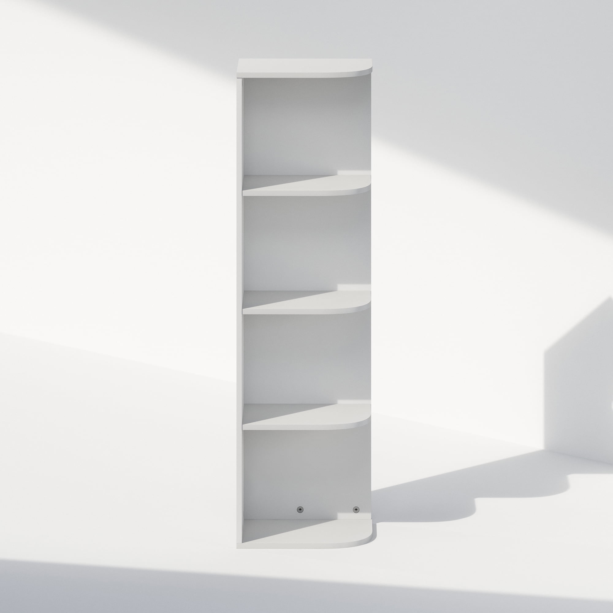 Furinno Reed 4-Tier Space Saving Corner Storage Display Shelf, Bookshelf, White