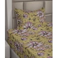 thumbnail image 2 of Ambesonne Floral Fitted & Flat Sheet with Sham 3 Pcs Set, Flowers Branches Sketchy, Twin, Pale Coffee and Purple Grey, 2 of 4