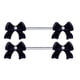 thumbnail image 2 of 1 par de bowknot negro recta pezón barbell anillo 14 calibre dama elegante, 2 of 8