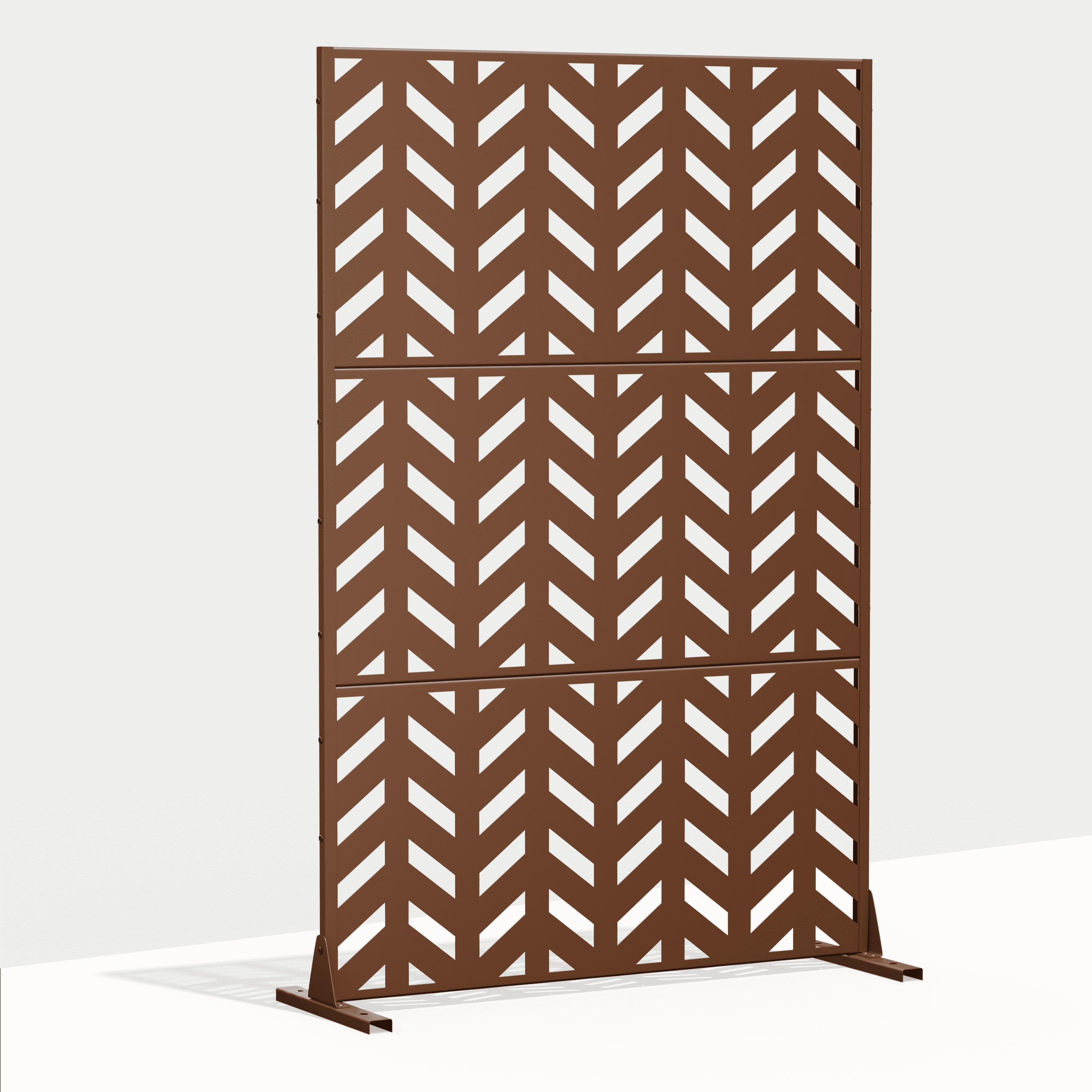 MAYEERTY 72"x47"x16" Outdoor Privacy Screen with Stand Metal Balcony Decorative Screen,Brown