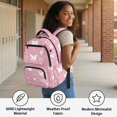 thumbnail image 3 of Yspwyqan White Butterfly Backpack Set for Girls, 4 Piece School Backpack with Lunch Box Pencil Case, 17 Inch Fashionable Bookbag with Front Pocket Fits 15.6 Laptop for High School, 3 of 7