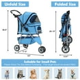 thumbnail image 7 of NiamVelo 3 Wheels Dog Stroller Folding Pet Stroller Cat Stroller Travel Carrier Strolling Cart W/Cup Holder & Storage Basket for Puppy&Cats, Blue, 7 of 7