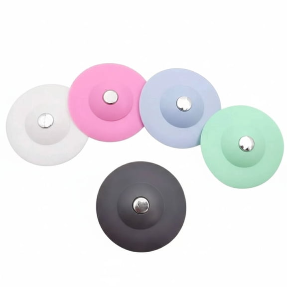 Bathtub Drain Stopper - 5 Pack Silicone Tub Stopper and Hair Catcher, Shower Drain Cover Strainer, Easy Install and Clean, Protects Bathroom and Kitchen Drains from Hair and Debris