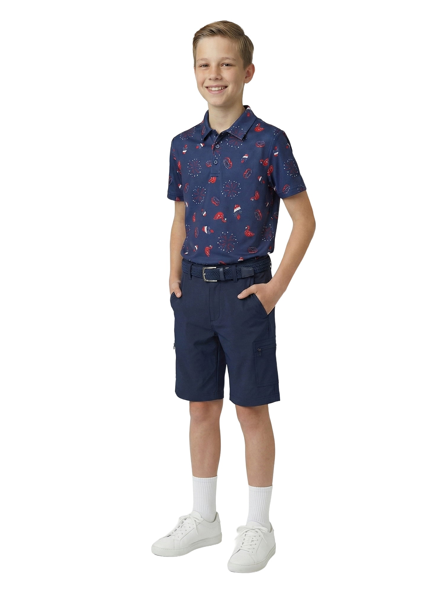 Birdie Bound Boys Performance Floatie Flamingo Golf Polo Shirt, Sizes XS-XL