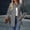 Gray, variant on Women's Mid Length Wool Blend Blazer Stand Collar Open Front Coat with Functional Pockets Yellow XXL